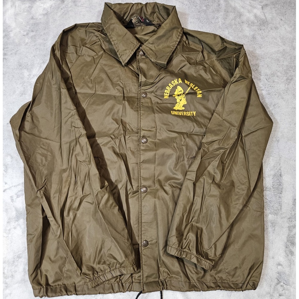 Vintage 80s David Peyser Snap Button Windbreaker Nebraska Wesleyan Size Large